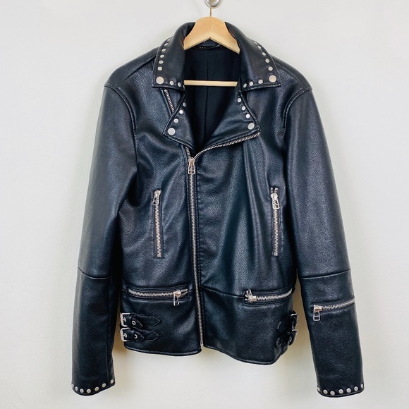 Zara Other - Zara Men's Faux Studded Leather Jacket Double Zip